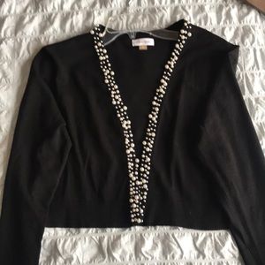 Short cardigan with pearl accents